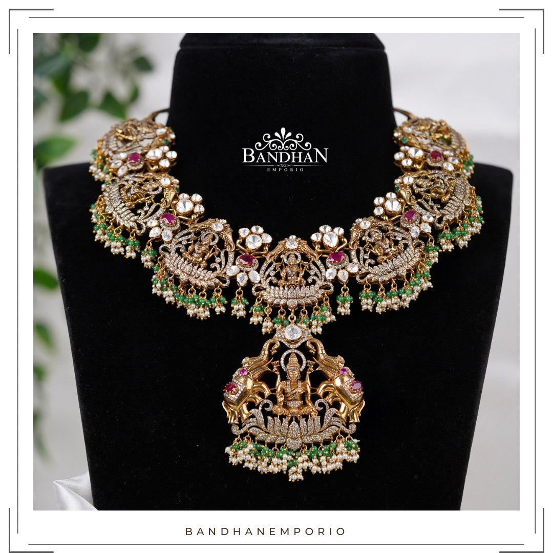 Pure 92.5 Silver Polki Ashtalakshmi Necklace set